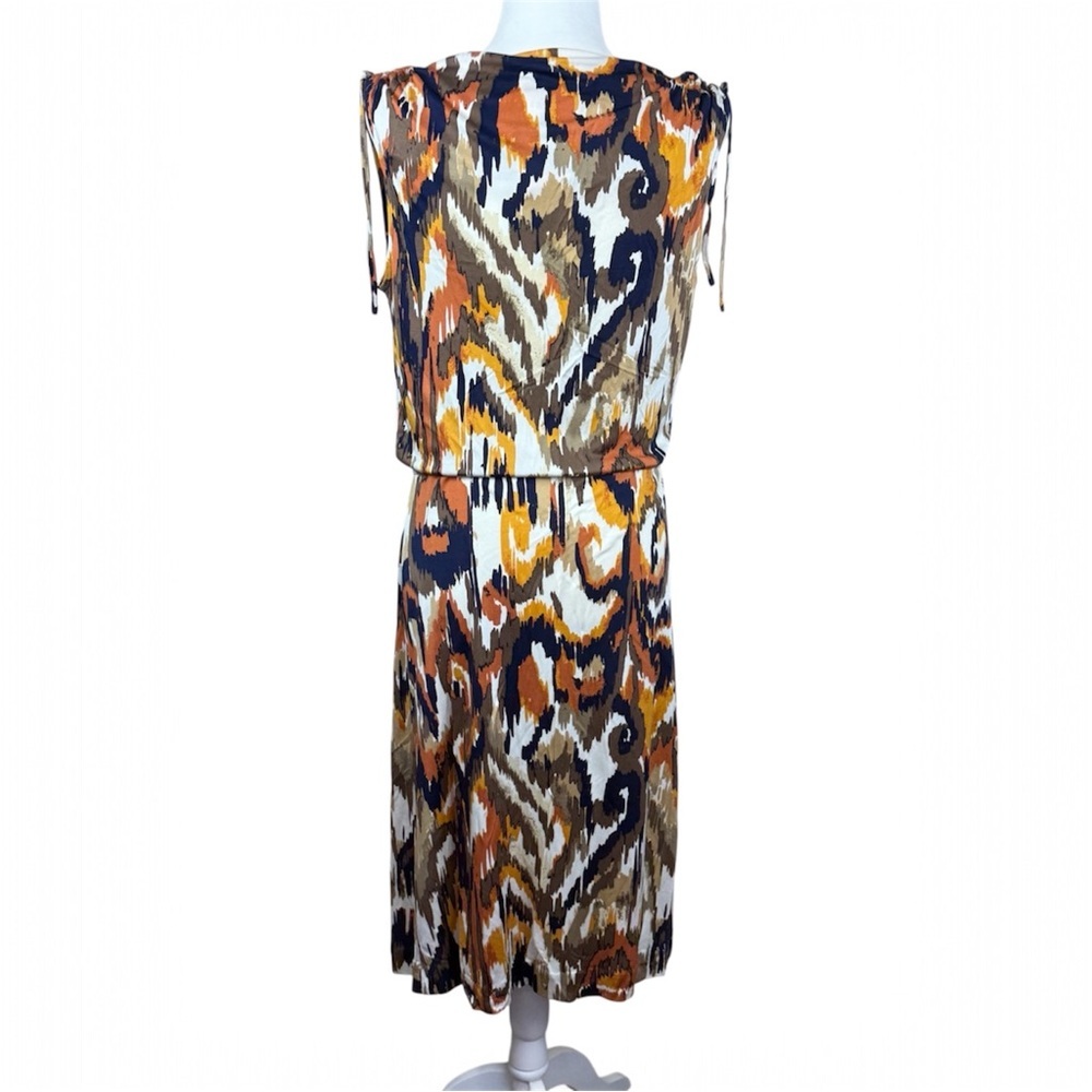 Tory Burch Verda Printed Silk Cowl Midi Dress Multicolor Size Medium - Picture 4 of 9